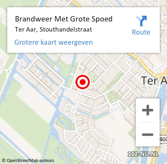 Locatie op kaart van de 112 melding: Brandweer Met Grote Spoed Naar Ter Aar, Stouthandelstraat op 26 januari 2016 00:46