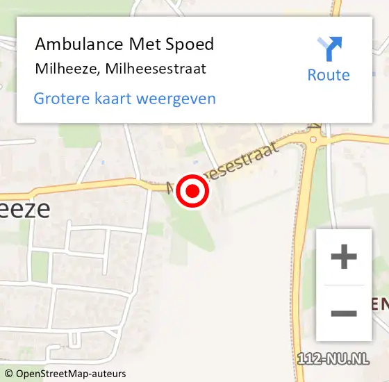 Locatie op kaart van de 112 melding: Ambulance Met Spoed Naar Milheeze, Milheesestraat op 26 januari 2016 03:33