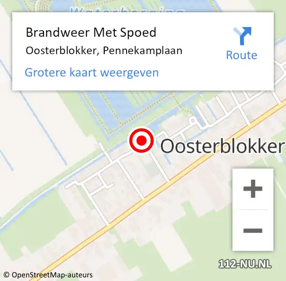 Locatie op kaart van de 112 melding: Brandweer Met Spoed Naar Oosterblokker, Pennekamplaan op 26 januari 2016 07:49