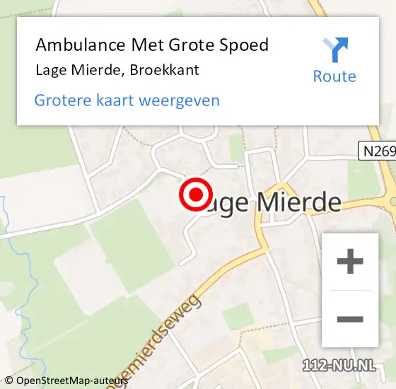 Locatie op kaart van de 112 melding: Ambulance Met Grote Spoed Naar Lage Mierde, Broekkant op 26 januari 2016 09:22