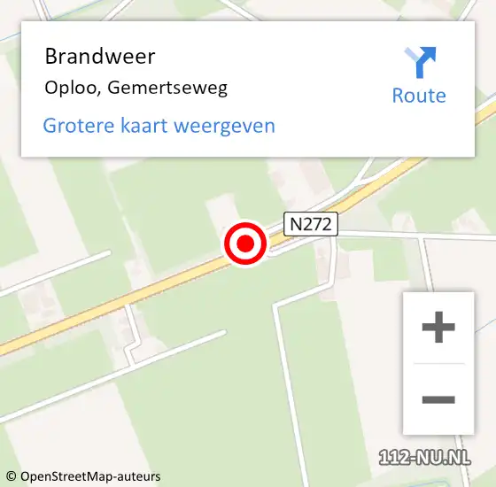 Locatie op kaart van de 112 melding: Brandweer Oploo, Gemertseweg op 26 januari 2016 10:02