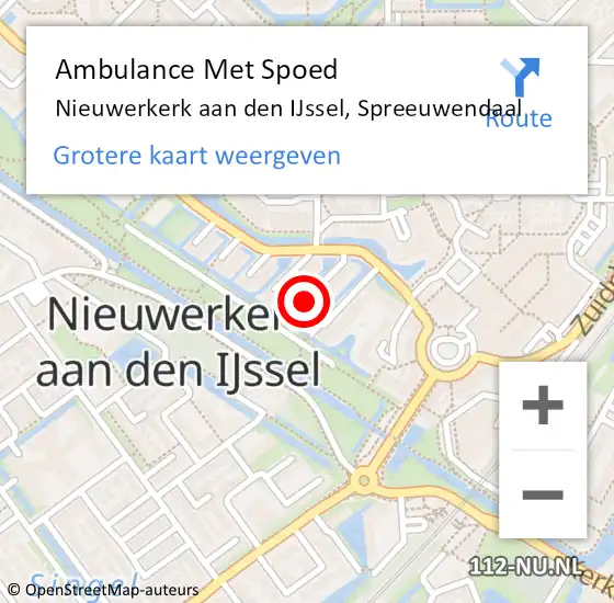 Locatie op kaart van de 112 melding: Ambulance Met Spoed Naar Nieuwerkerk aan den IJssel, Spreeuwendaal op 26 januari 2016 10:43