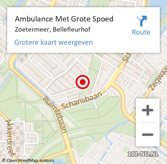 Locatie op kaart van de 112 melding: Ambulance Met Grote Spoed Naar Zoetermeer, Bellefleurhof op 26 januari 2016 13:13