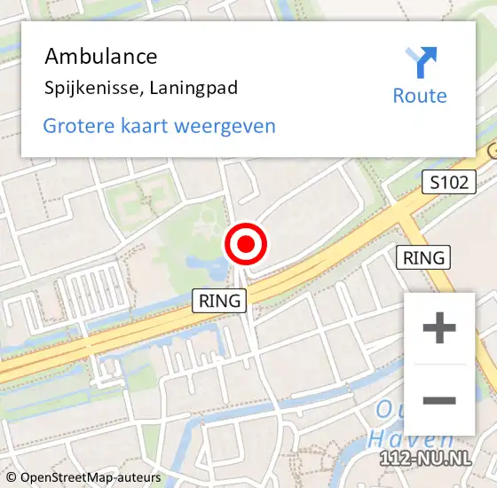 Locatie op kaart van de 112 melding: Ambulance Spijkenisse, Laningpad op 26 januari 2016 13:14