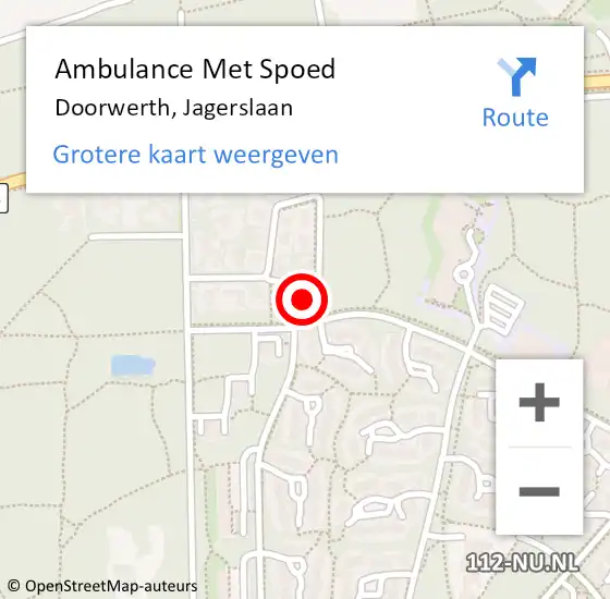 Locatie op kaart van de 112 melding: Ambulance Met Spoed Naar Doorwerth, Jagerslaan op 26 januari 2016 13:25