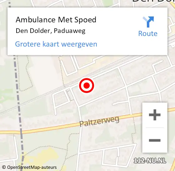 Locatie op kaart van de 112 melding: Ambulance Met Spoed Naar Den Dolder, Paduaweg op 26 januari 2016 13:47