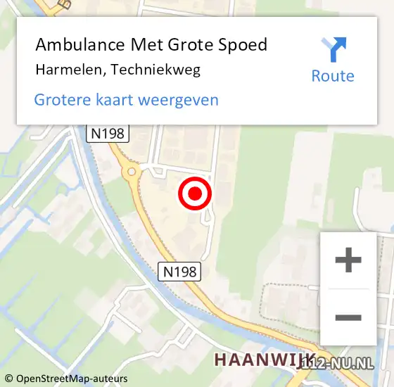 Locatie op kaart van de 112 melding: Ambulance Met Grote Spoed Naar Harmelen, Techniekweg op 4 december 2013 13:16