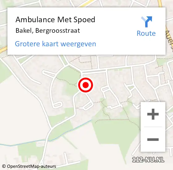 Locatie op kaart van de 112 melding: Ambulance Met Spoed Naar Bakel, Bergroosstraat op 26 januari 2016 15:06