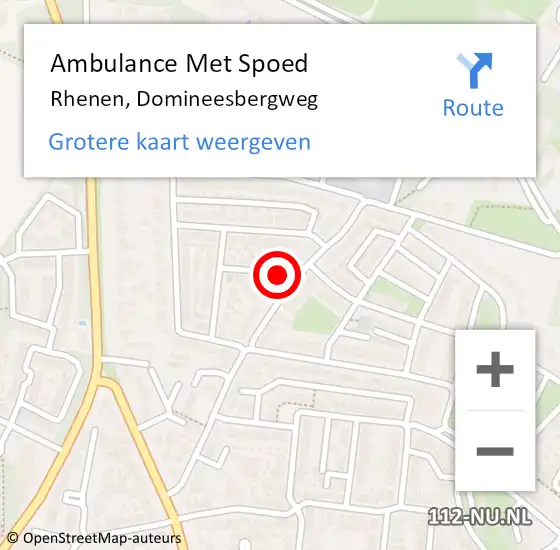 Locatie op kaart van de 112 melding: Ambulance Met Spoed Naar Rhenen, Domineesbergweg op 26 januari 2016 15:10