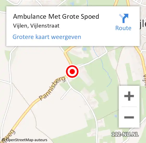 Locatie op kaart van de 112 melding: Ambulance Met Grote Spoed Naar Vijlen, Vijlenstraat op 4 december 2013 13:17