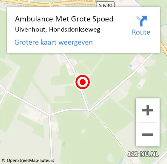 Locatie op kaart van de 112 melding: Ambulance Met Grote Spoed Naar Ulvenhout, Hondsdonkseweg op 26 januari 2016 15:31