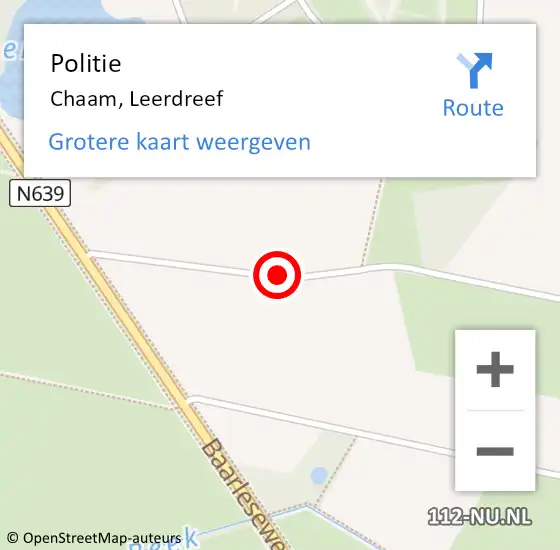 Locatie op kaart van de 112 melding: Politie Chaam, Leerdreef op 26 januari 2016 16:05