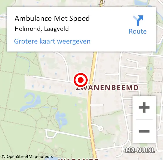 Locatie op kaart van de 112 melding: Ambulance Met Spoed Naar Helmond, Laagveld op 26 januari 2016 16:55