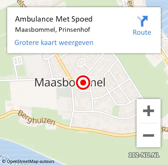 Locatie op kaart van de 112 melding: Ambulance Met Spoed Naar Maasbommel, Prinsenhof op 26 januari 2016 16:55