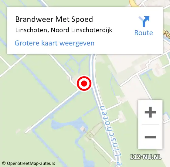 Locatie op kaart van de 112 melding: Brandweer Met Spoed Naar Linschoten, Noord Linschoterdijk op 26 januari 2016 18:21