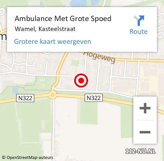 Locatie op kaart van de 112 melding: Ambulance Met Grote Spoed Naar Wamel, Kasteelstraat op 26 januari 2016 18:26