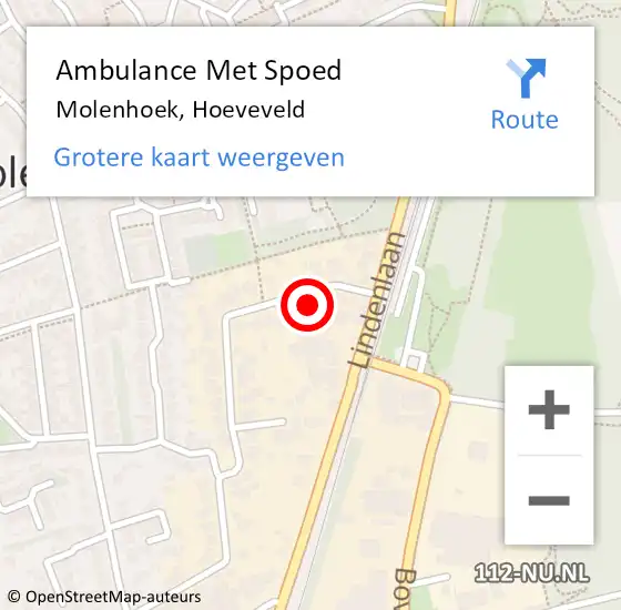 Locatie op kaart van de 112 melding: Ambulance Met Spoed Naar Molenhoek, Hoeveveld op 26 januari 2016 19:21