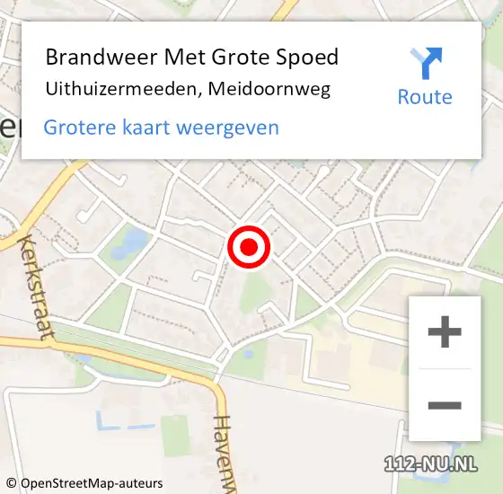 Locatie op kaart van de 112 melding: Brandweer Met Grote Spoed Naar Uithuizermeeden, Meidoornweg op 26 januari 2016 19:28