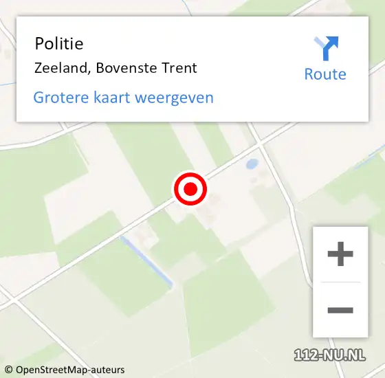 Locatie op kaart van de 112 melding: Politie Zeeland, Bovenste Trent op 26 januari 2016 19:31