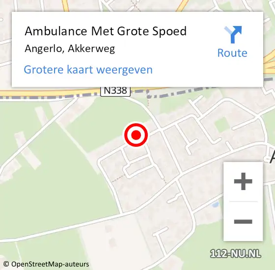 Locatie op kaart van de 112 melding: Ambulance Met Grote Spoed Naar Angerlo, Akkerweg op 26 januari 2016 19:48