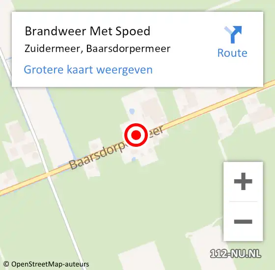 Locatie op kaart van de 112 melding: Brandweer Met Spoed Naar Zuidermeer, Baarsdorpermeer op 26 januari 2016 20:11