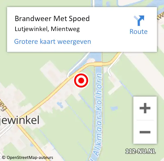 Locatie op kaart van de 112 melding: Brandweer Met Spoed Naar Lutjewinkel, Mientweg op 26 januari 2016 20:24