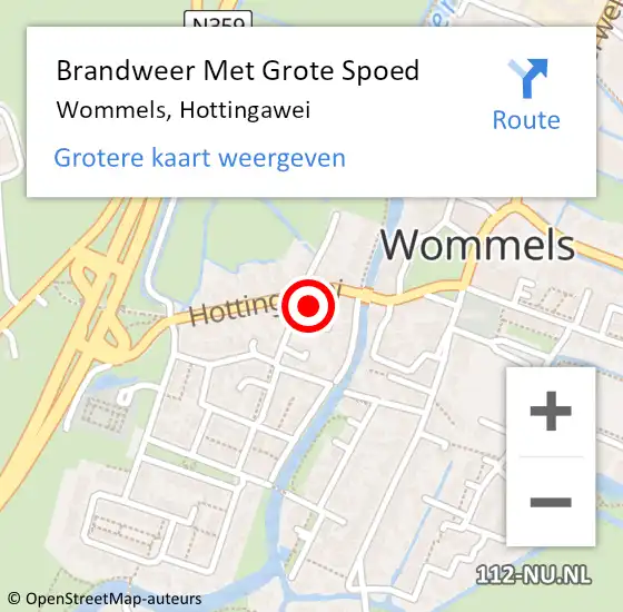 Locatie op kaart van de 112 melding: Brandweer Met Grote Spoed Naar Wommels, Hottingawei op 26 januari 2016 21:30