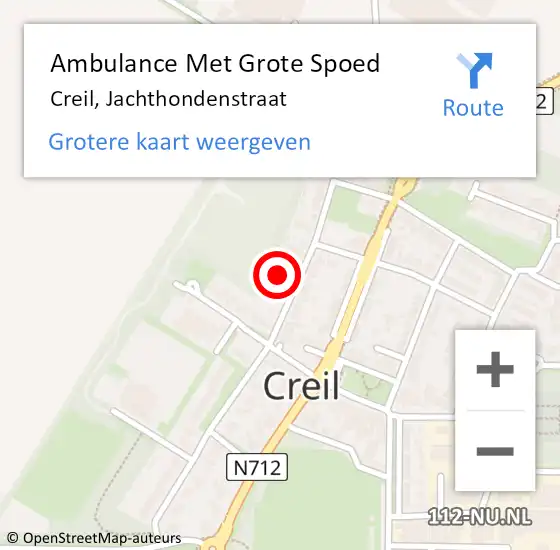Locatie op kaart van de 112 melding: Ambulance Met Grote Spoed Naar Creil, Jachthondenstraat op 27 januari 2016 03:15