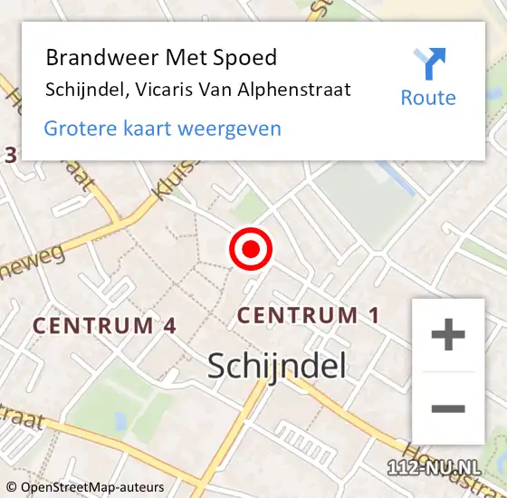 Locatie op kaart van de 112 melding: Brandweer Met Spoed Naar Schijndel, Vicaris Van Alphenstraat op 27 januari 2016 03:46