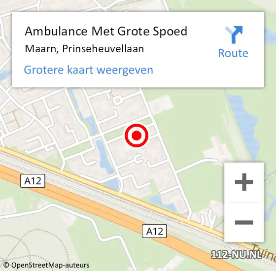 Locatie op kaart van de 112 melding: Ambulance Met Grote Spoed Naar Maarn, Prinseheuvellaan op 27 januari 2016 03:48