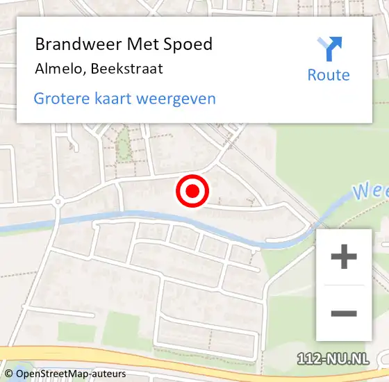 Locatie op kaart van de 112 melding: Brandweer Met Spoed Naar Almelo, Beekstraat op 27 januari 2016 04:39