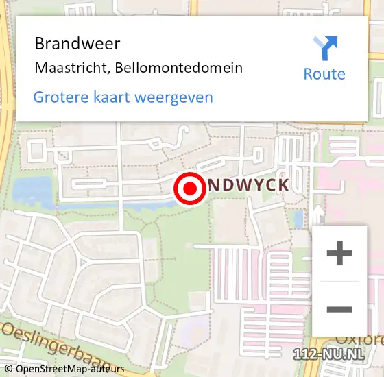 Locatie op kaart van de 112 melding: Brandweer Maastricht, Bellomontedomein op 14 september 2013 21:15