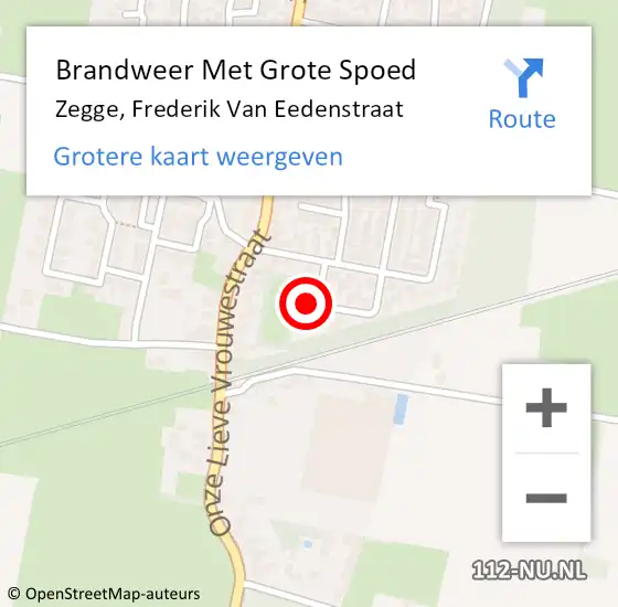 Locatie op kaart van de 112 melding: Brandweer Met Grote Spoed Naar Zegge, Frederik Van Eedenstraat op 27 januari 2016 07:37