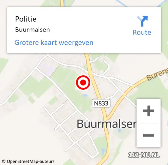 Locatie op kaart van de 112 melding: Politie Buurmalsen op 27 januari 2016 08:03