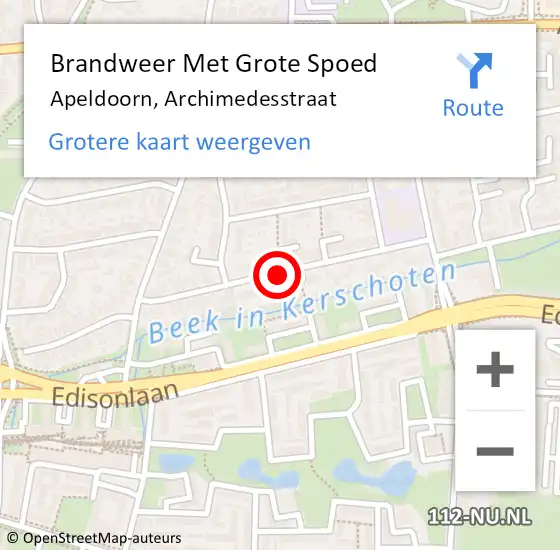 Locatie op kaart van de 112 melding: Brandweer Met Grote Spoed Naar Apeldoorn, Archimedesstraat op 27 januari 2016 08:26