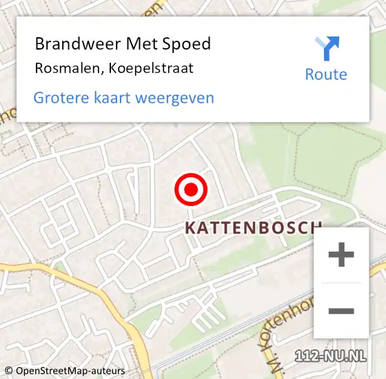 Locatie op kaart van de 112 melding: Brandweer Met Spoed Naar Rosmalen, Koepelstraat op 27 januari 2016 09:43