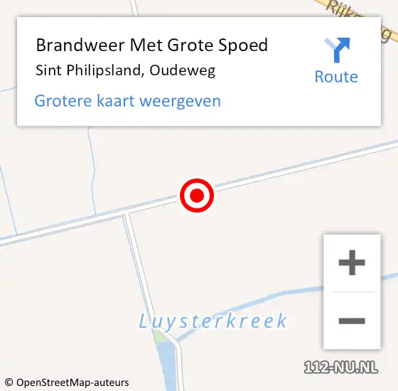 Locatie op kaart van de 112 melding: Brandweer Met Grote Spoed Naar Sint Philipsland, Oudeweg op 27 januari 2016 10:09