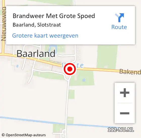 Locatie op kaart van de 112 melding: Brandweer Met Grote Spoed Naar Baarland, Slotstraat op 27 januari 2016 10:25