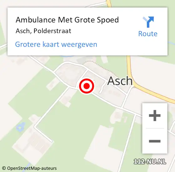 Locatie op kaart van de 112 melding: Ambulance Met Grote Spoed Naar Asch, Polderstraat op 27 januari 2016 10:28