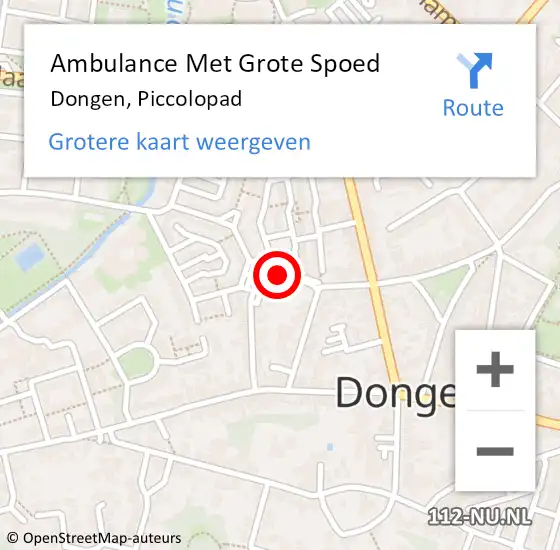 Locatie op kaart van de 112 melding: Ambulance Met Grote Spoed Naar Dongen, Piccolopad op 27 januari 2016 12:08