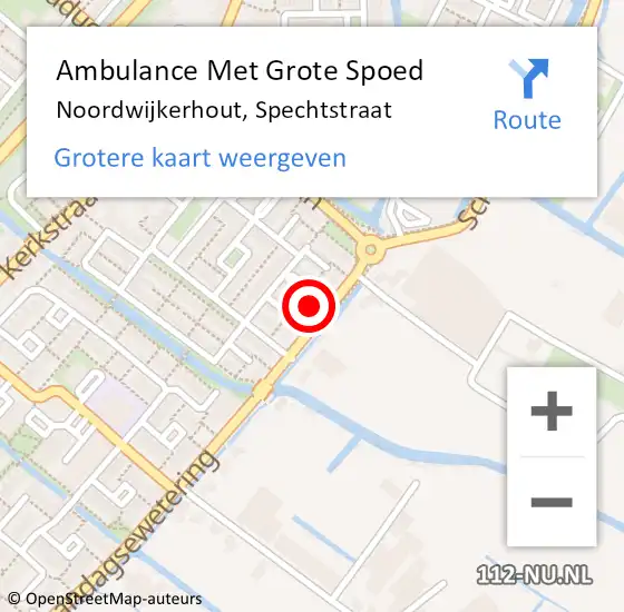 Locatie op kaart van de 112 melding: Ambulance Met Grote Spoed Naar Noordwijkerhout, Spechtstraat op 27 januari 2016 12:34