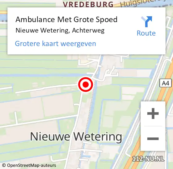 Locatie op kaart van de 112 melding: Ambulance Met Grote Spoed Naar Nieuwe Wetering, Achterweg op 27 januari 2016 13:24