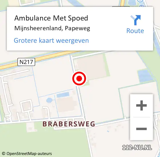 Locatie op kaart van de 112 melding: Ambulance Met Spoed Naar Mijnsheerenland, Papeweg op 27 januari 2016 13:29