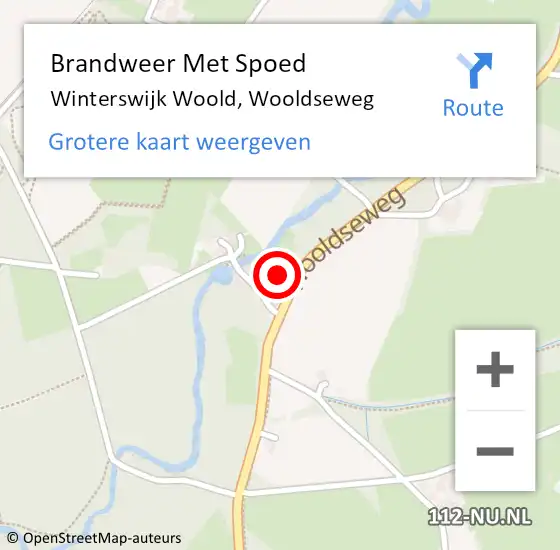 Locatie op kaart van de 112 melding: Brandweer Met Spoed Naar Winterswijk Woold, Wooldseweg op 27 januari 2016 14:20