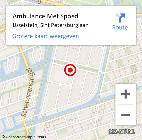 Locatie op kaart van de 112 melding: Ambulance Met Spoed Naar IJsselstein, Sint Petersburglaan op 27 januari 2016 14:36