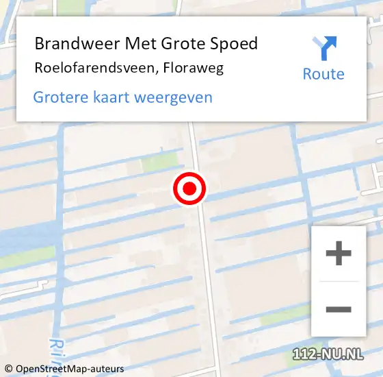 Locatie op kaart van de 112 melding: Brandweer Met Grote Spoed Naar Roelofarendsveen, Floraweg op 27 januari 2016 15:31