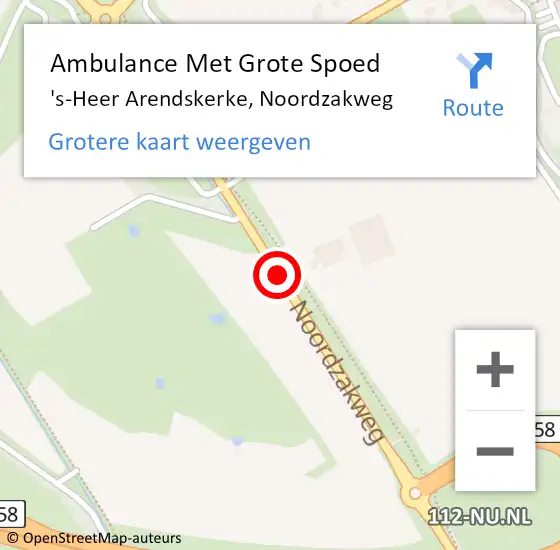 Locatie op kaart van de 112 melding: Ambulance Met Grote Spoed Naar 's-Heer Arendskerke, Noordzakweg op 27 januari 2016 15:36