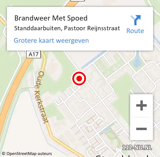 Locatie op kaart van de 112 melding: Brandweer Met Spoed Naar Standdaarbuiten, Pastoor Reijnsstraat op 27 januari 2016 15:38