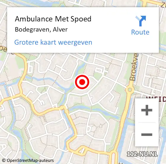 Locatie op kaart van de 112 melding: Ambulance Met Spoed Naar Bodegraven, Alver op 27 januari 2016 16:14