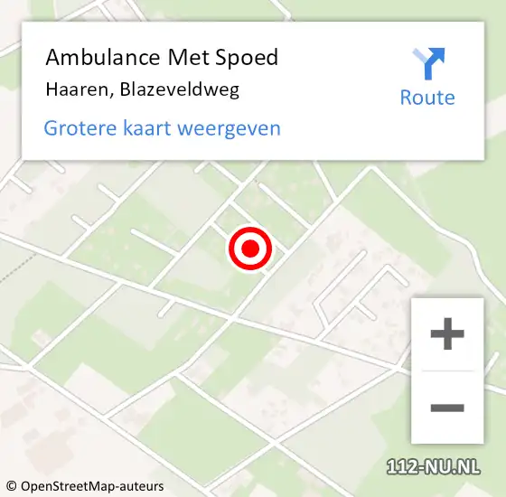 Locatie op kaart van de 112 melding: Ambulance Met Spoed Naar Haaren, Blazeveldweg op 27 januari 2016 16:25